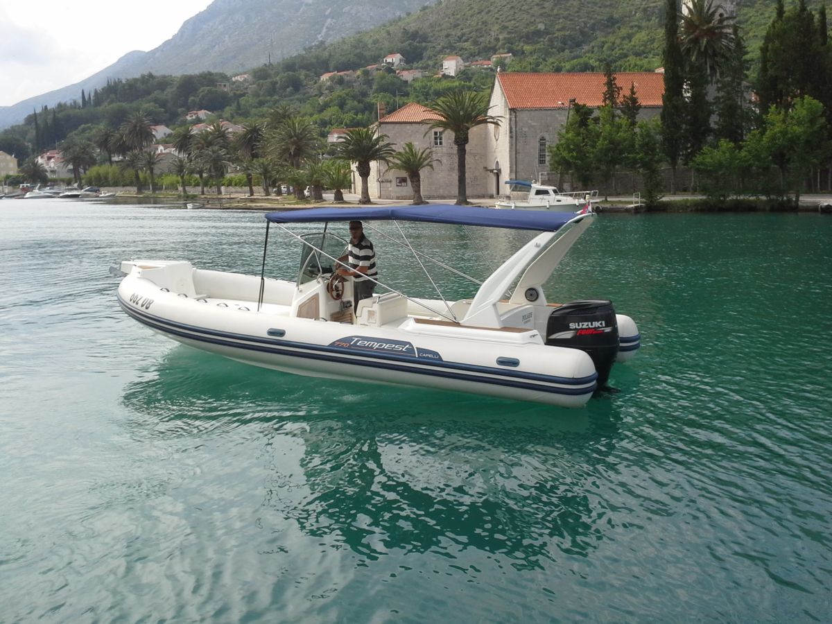 Capelli Tempest 770 rib boat view with captain